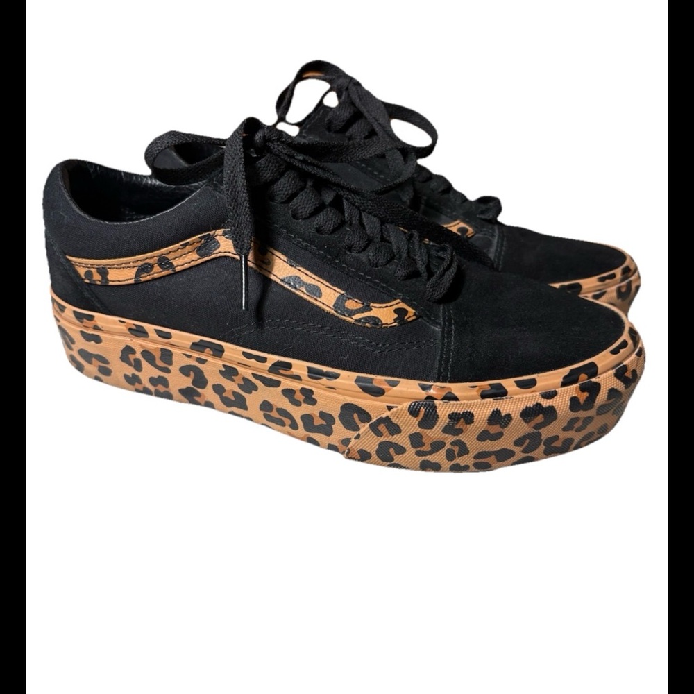 Black & Leopard Platform Lace-Up Sneakers